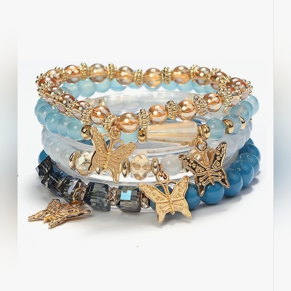 Butterfly Stacked Stretchy Bracelets - Picture 2 of 5